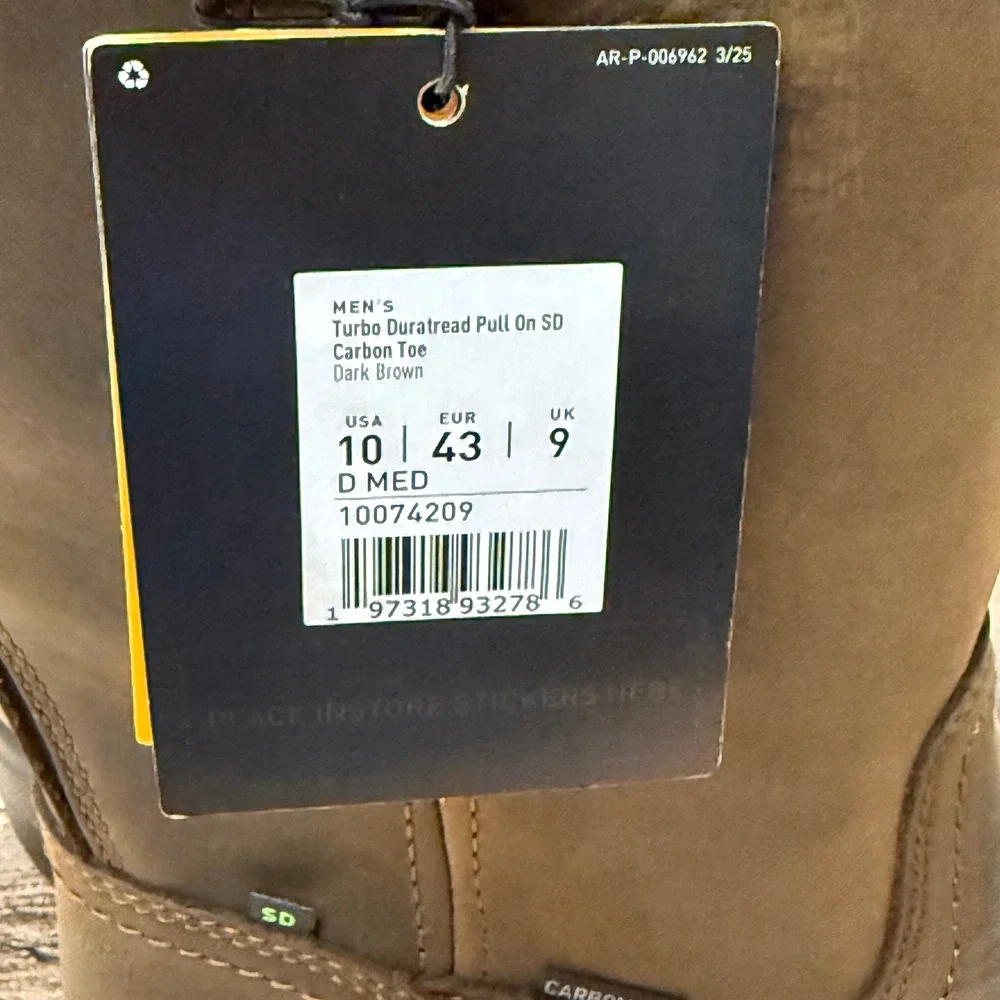 Ariat Turbo Duratread Pull On SD Work Boots Mens 10 Brown Carbon Toe 10074209